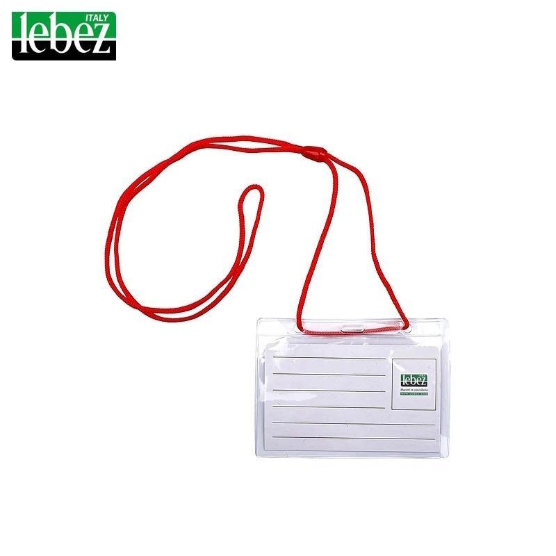 lebez lebez 100pz portabadge portanome con cordoncino rosso 105x67mm - foto 1
