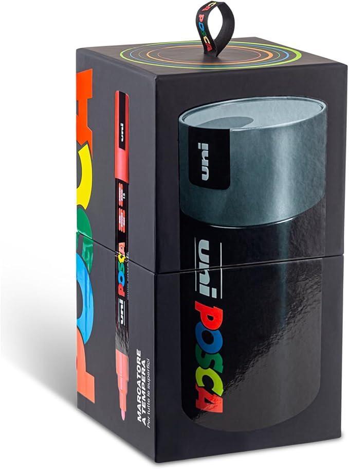 osama uni posca gift box argento 18pz marcatori pennarelli colori assortiti - foto 2