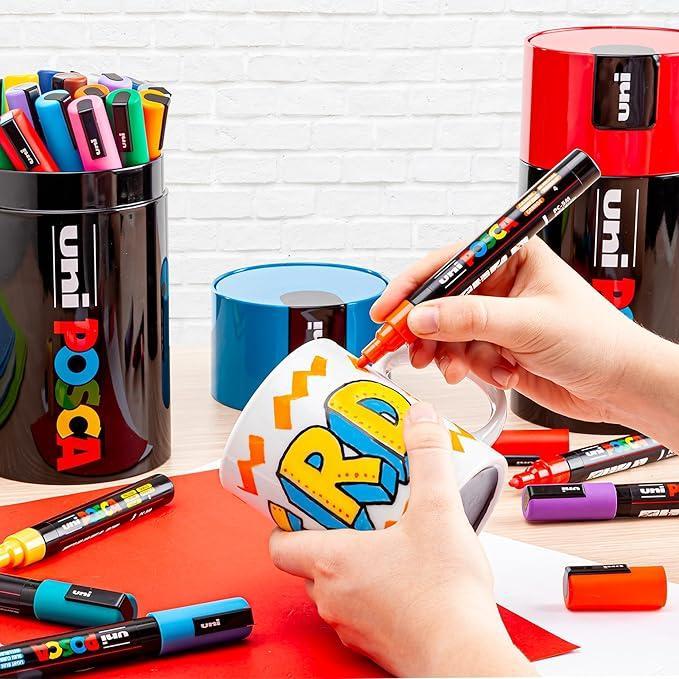 osama uni posca gift box rosso 18pz marcatori pennarelli colori assortiti - foto 4