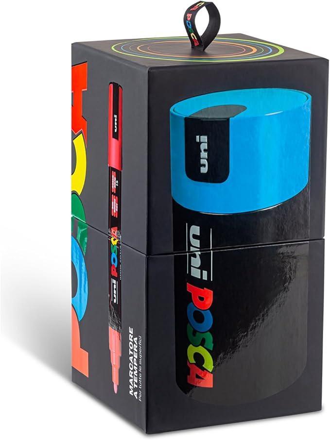 osama uni posca gift box azzurro 18pz marcatori pennarelli colori assortiti - foto 2