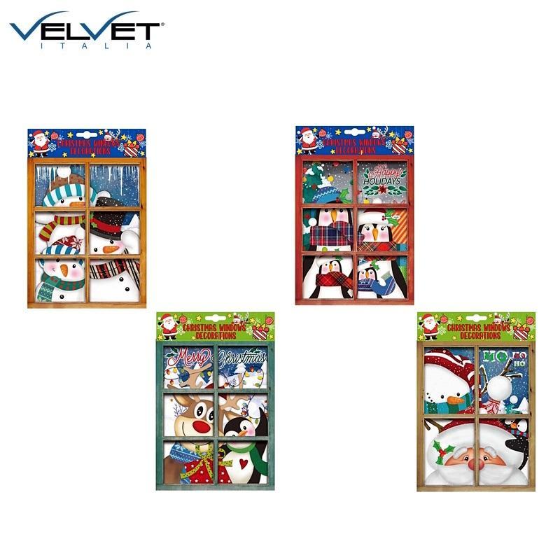 velvet srl velvet espositore 12 vetrofanie natalizie 30x42cm fantasie assortite - foto 1