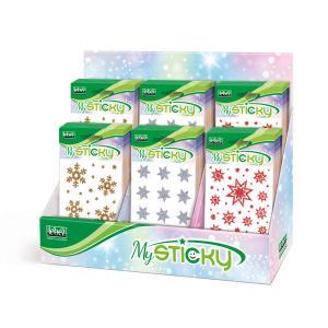 Espositore 72 buste di stickers glitter natalizi 3 fantasie ass. cod.3308