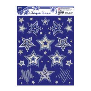 Vetrofania natale foglio da 30x37cm stelle cod. 81351