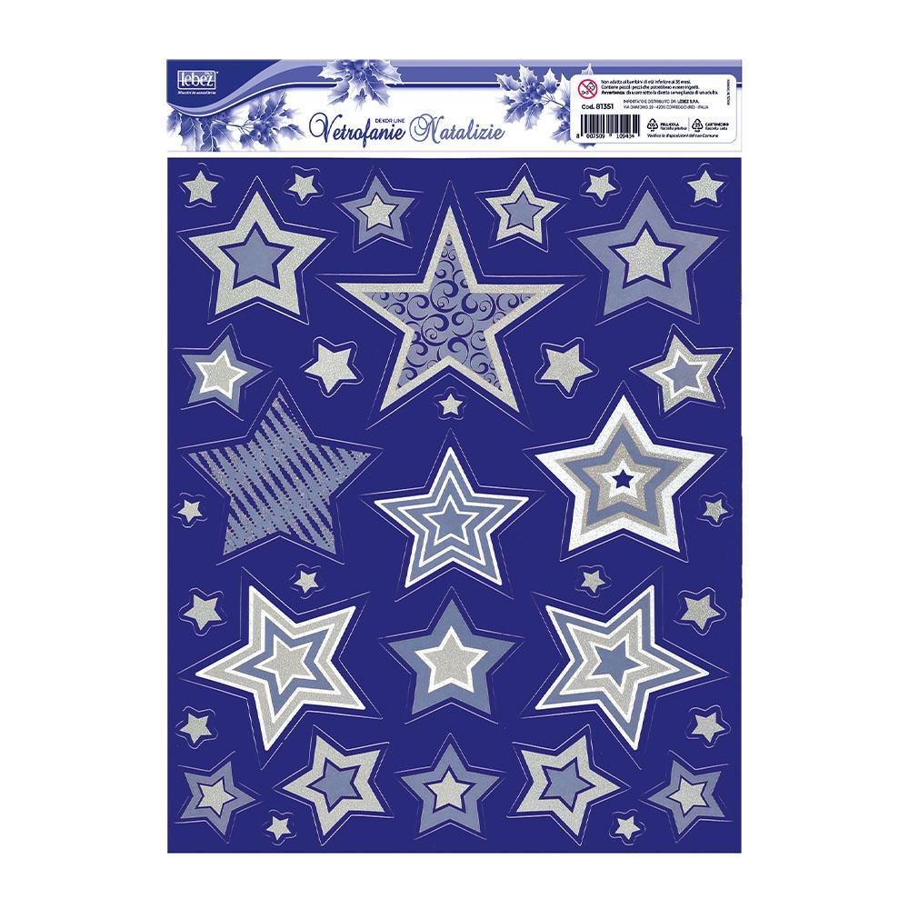 lebez lebez vetrofania natale foglio da 30x37cm stelle cod. 81351 - foto 2