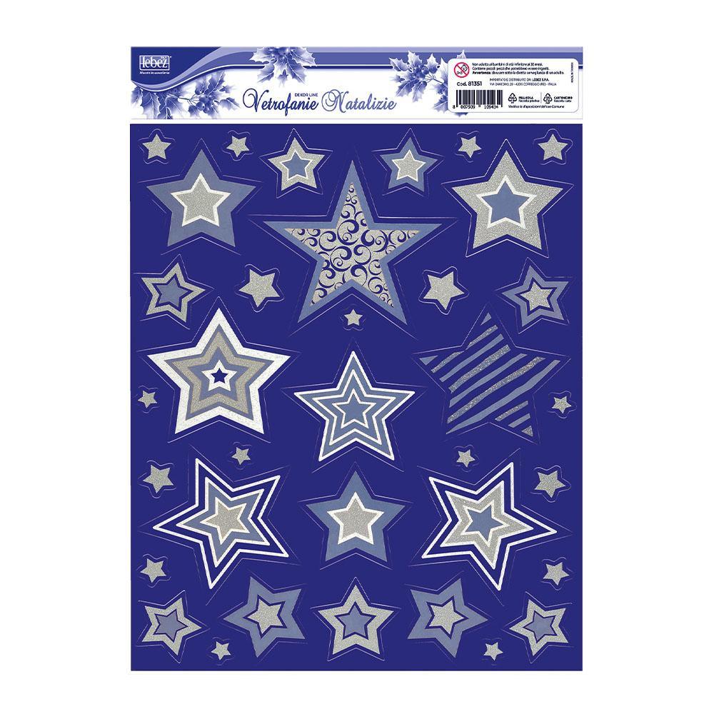 lebez lebez vetrofania natale foglio da 30x37cm stelle cod. 81351 - foto 3