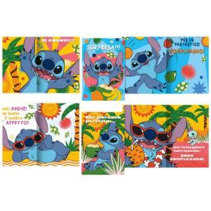 12pz biglietti auguri compleanno stitch 11,5x16,8cm con busta fant. ass.