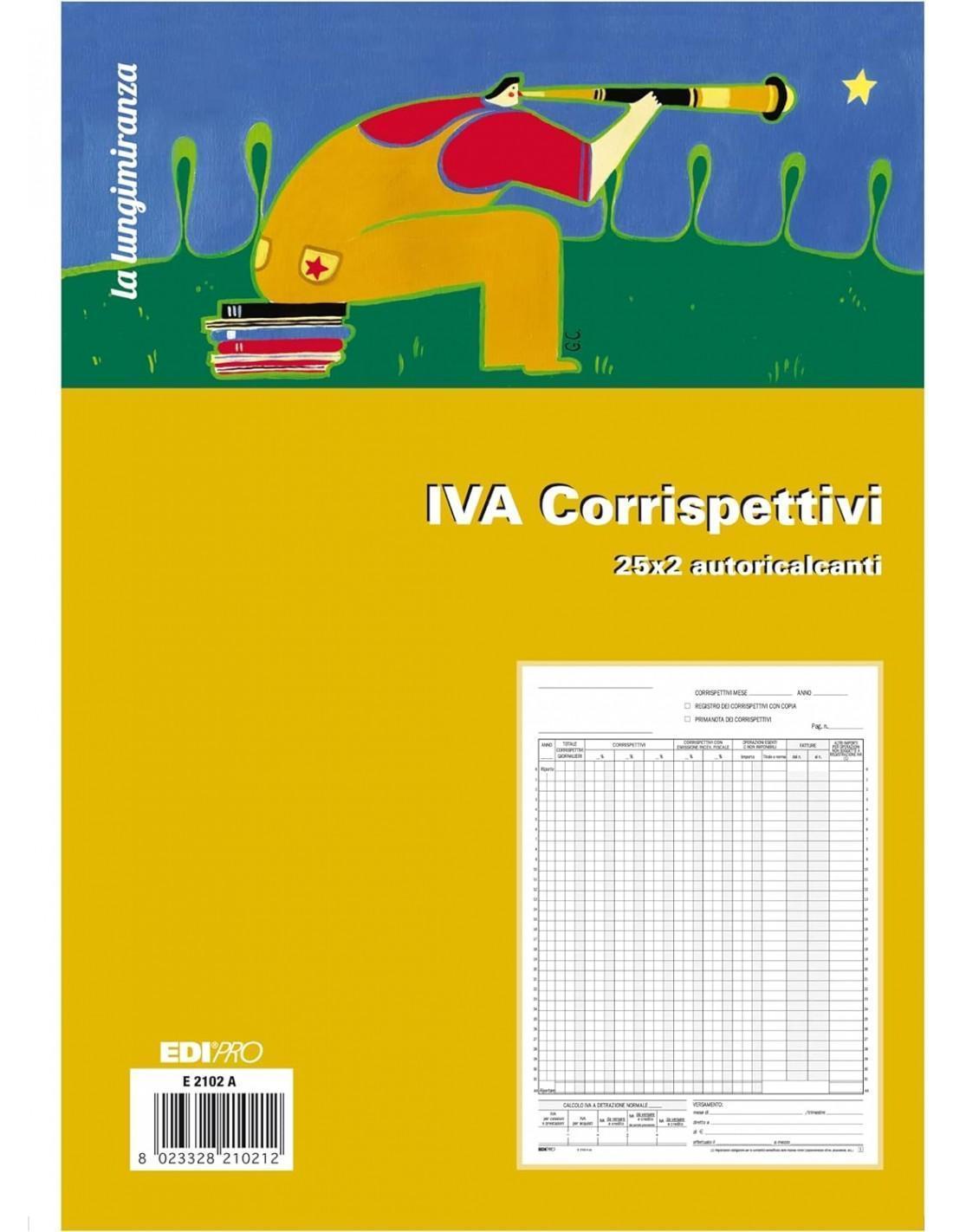 edipro edipro 10pz blocco registro iva corrispettivi 24 mesi 25 fg in 2 copie 23x29,7 cm e2102a - foto 1