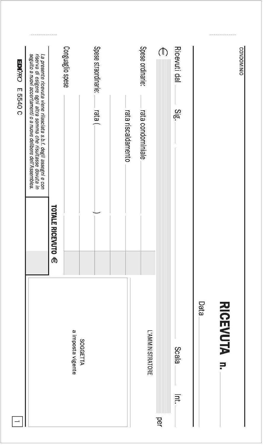edipro edipro 10pz blocco ricevute condominio 50 fg. in 2 copie 9,9x17 cm e5540c - foto 2