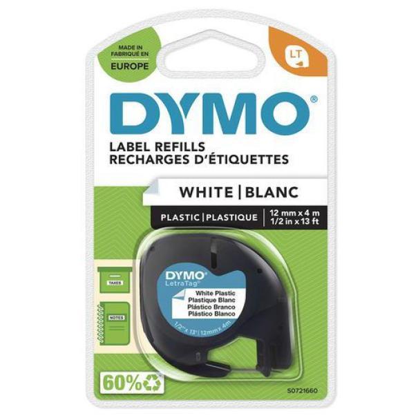 dymo dymo nastro letratag plastica bianco 12mmx4mt 91201 - foto 1
