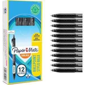 Inkjoy 12pz penna a sfera a scatto nera 300rt punta m 0,1 mm