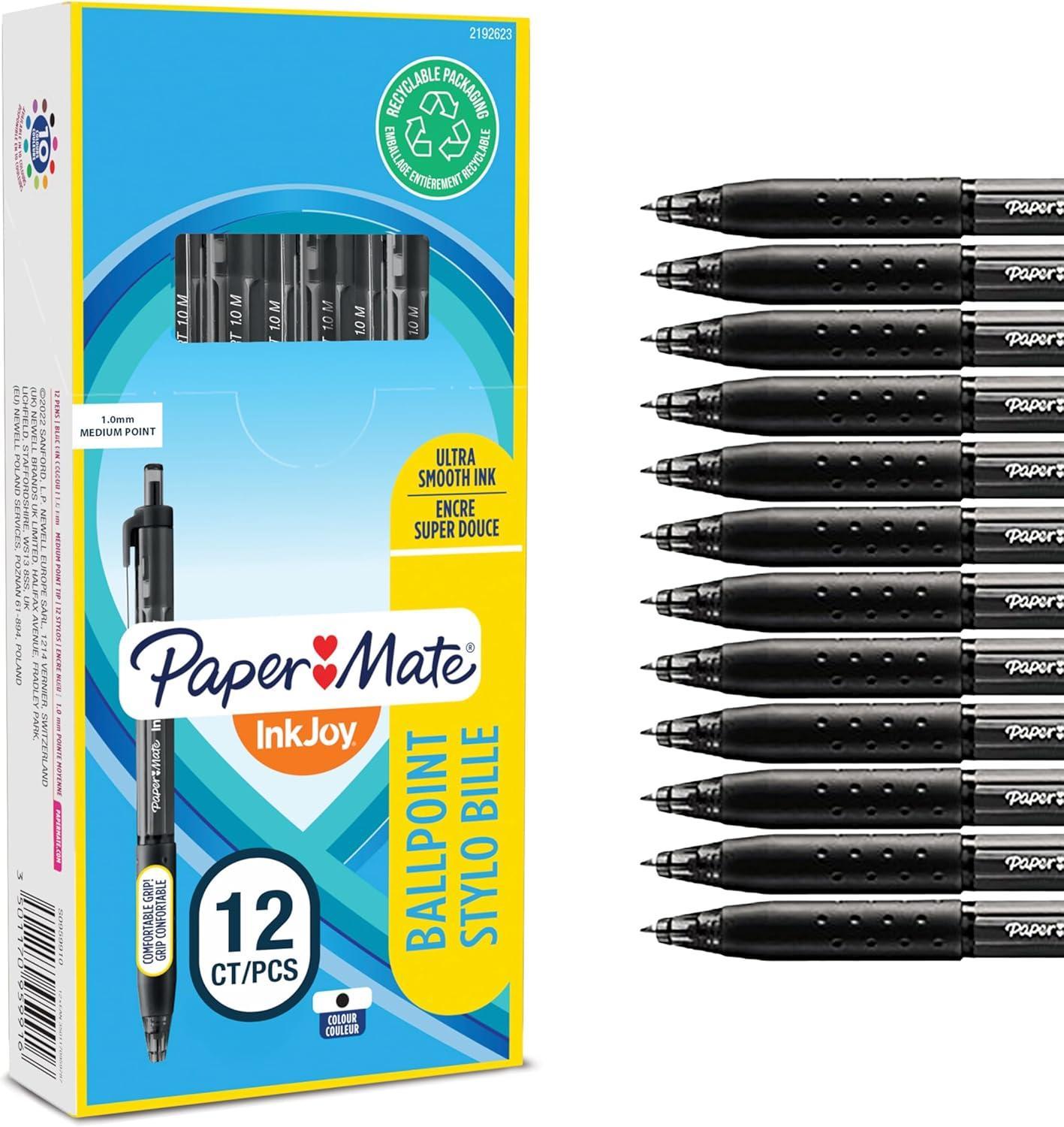 Paper Mate InkJoy 12pz Penna a Sfera a Scatto Nera 300RT Punta M 0,1 mm Paper Mate InkJoy 12pz Penna a Sfera a Scatto Nera 300RT Punta M 0,1 mm