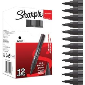 12pz marcatore m15 nero punta tonda tratto 1,8mm