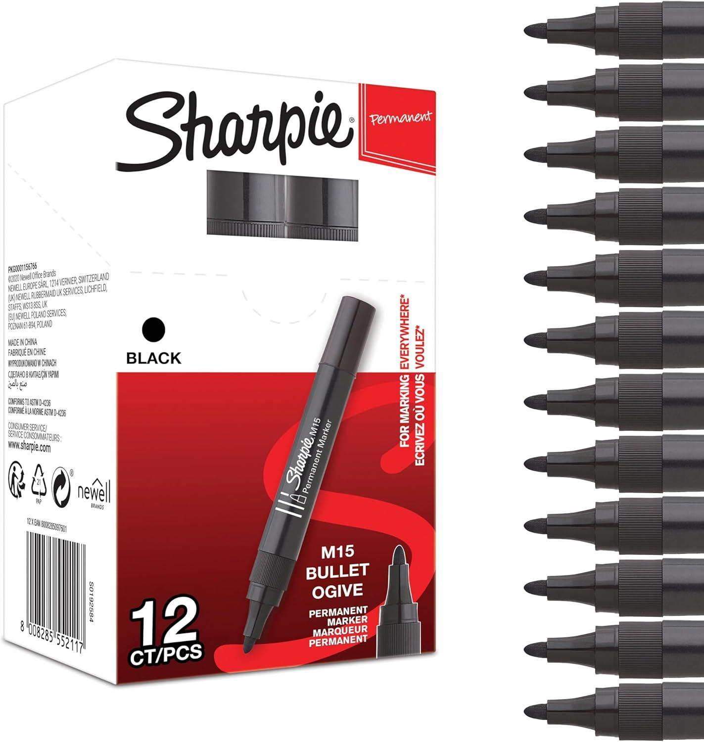 sharpie sharpie 12pz marcatore m15 nero punta tonda tratto 1,8mm - foto 1 sharpie sharpie 12pz marcatore m15 nero punta tonda tratto 1,8mm - foto 1