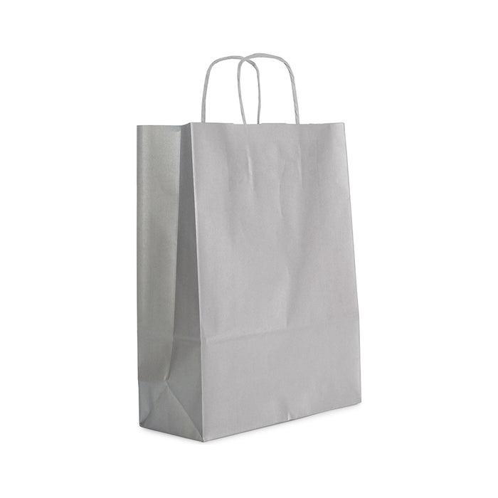 rex rex buste shopper regalo conf. da 25 pz con manico ritorto 41x36x12 cm argento - foto 1