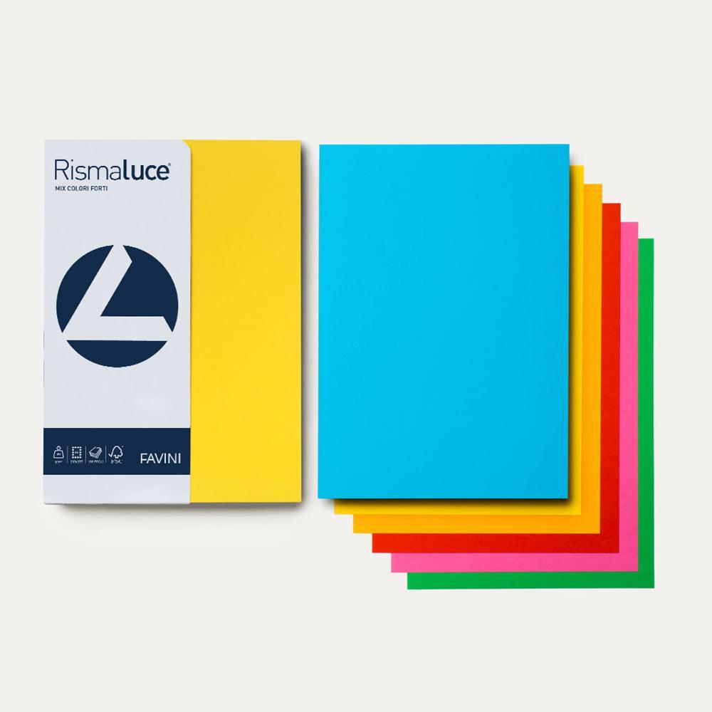 Favini Rismaluce Small A4 200gr 50fg 5 Colori Forti Assortiti Favini Rismaluce Small A4 200gr 50fg 5 Colori Forti Assortiti