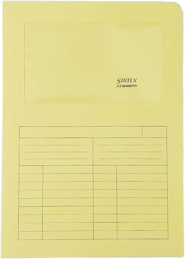 Blasetti 10pz Cartelle Sintex con Finestra 22x31cm Giallo Blasetti 10pz Cartelle Sintex con Finestra 22x31cm Giallo
