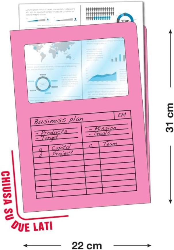 Blasetti 10pz Cartelle Sintex con Finestra 22x31cm Rosa Blasetti 10pz Cartelle Sintex con Finestra 22x31cm Rosa