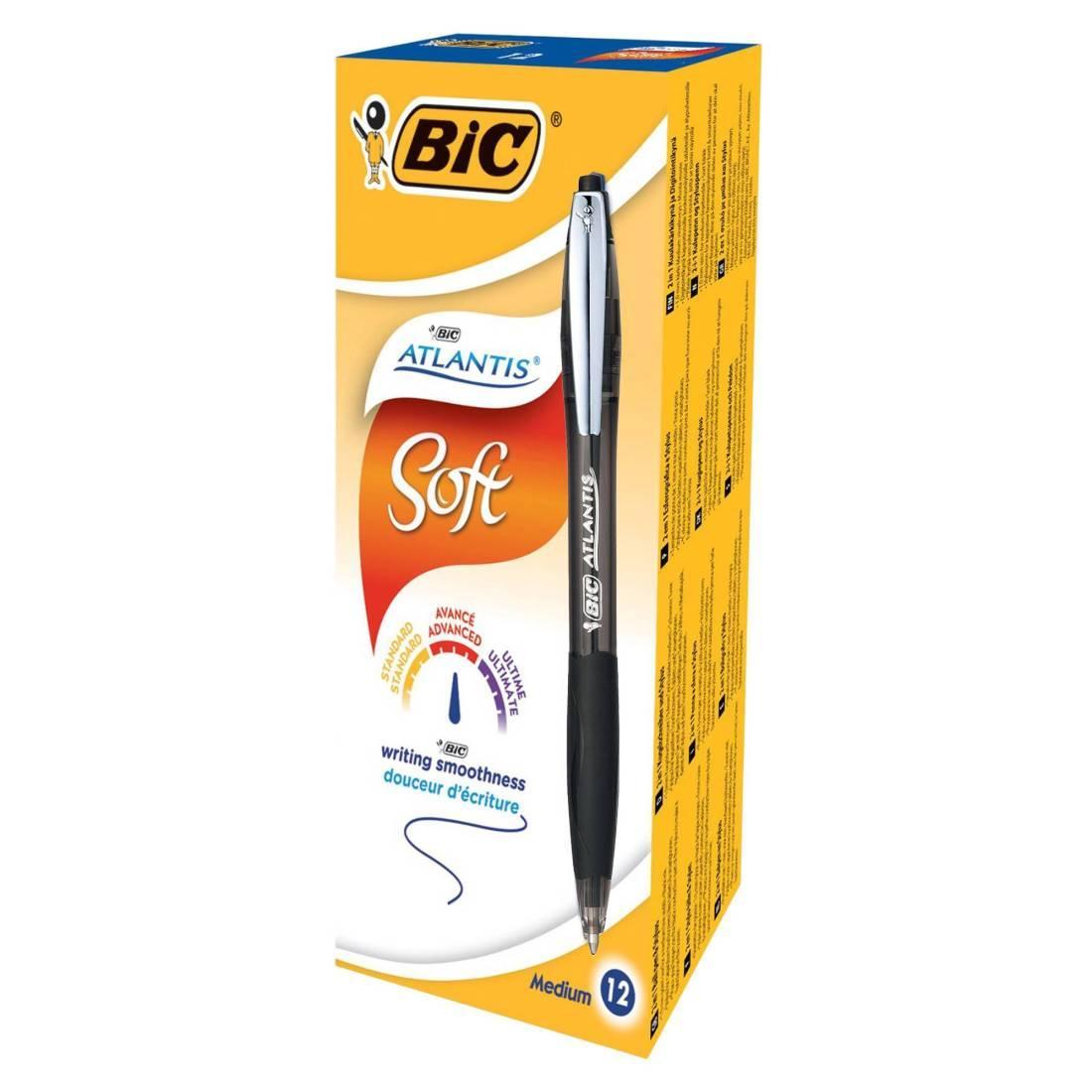 Bic Atlantis Soft 12pz Penna a Sfera Nero Tratto 1.00 mm