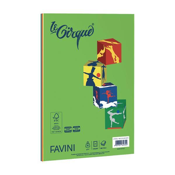 favini favini le cirque carta a4 80 gr/mq 100 fogli colori assortiti forti - foto 1