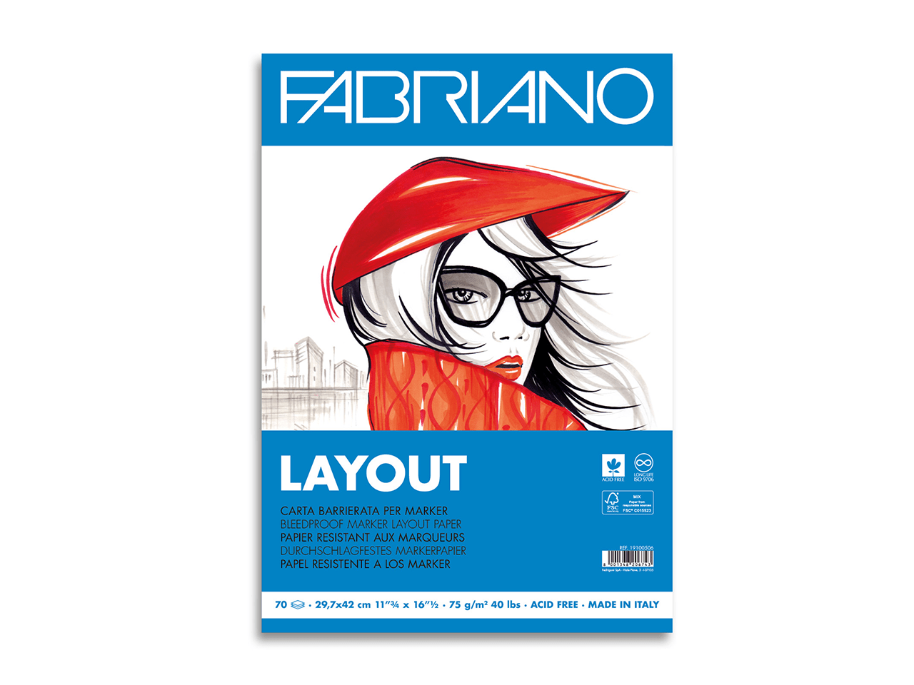 Blocco carta layout Fabriano A4 75 fogli per marker disegno tecnico