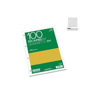 15 pacchi ricambi a4 quadretti 5mm 100 fogli a pacco 60gr