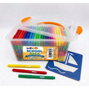 192 pennarelli+6 stencils schoolpack colori assortiti