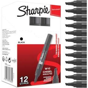 12pz marcatore w10 nero punta a scalpello tratto 1,2-5,00 mm