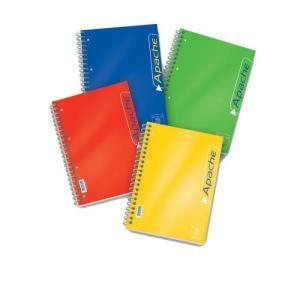 Apache blocco spiralato con fori rigatura quadretti 5 mm formato a4 22x29,7 cm 140 fg 70 gr/mq colori assortiti