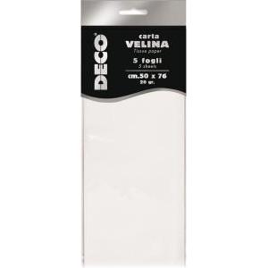 Deco carta velina bianca blister da 5 fogli 50x76 cm da 20 gr