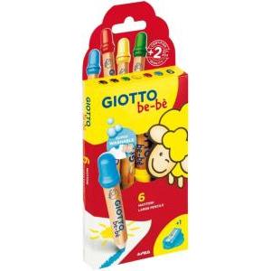 Bebè pastelli in confezione da 6pz. colori assortiti, mina 7 mm, temperamatite incluso