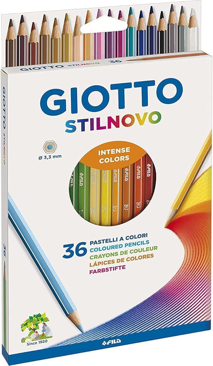 giotto giotto stilnovo pastelli colorati a sezione esagonale e mina da 3,3 mm colori assortiti da 36 pz. - foto 1
