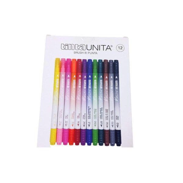 tinta unita tinta unita pennarello brush bipunta con da 12 colori - foto 1 tinta unita tinta unita pennarello brush bipunta con da 12 colori - foto 1