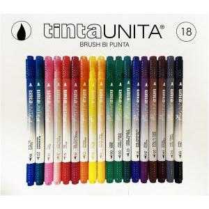 Pennarello brush bipunta con da 18 colori