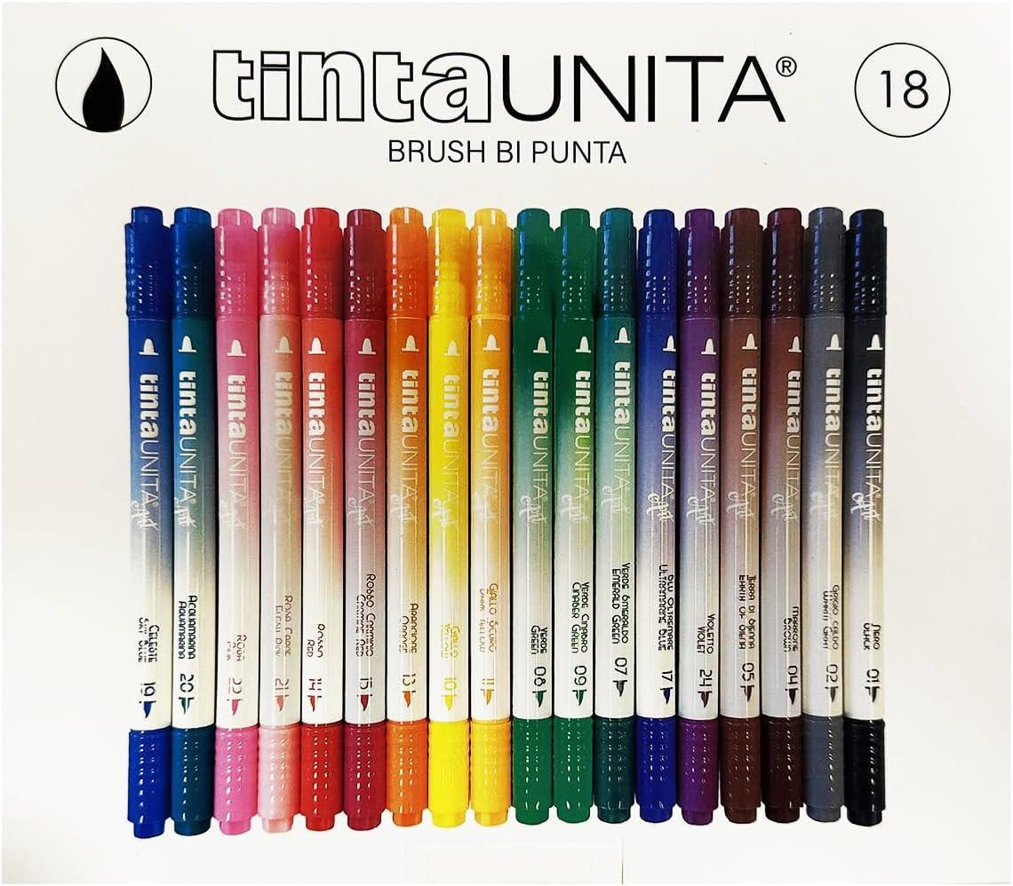 tinta unita tinta unita pennarello brush bipunta con da 18 colori - foto 1 tinta unita tinta unita pennarello brush bipunta con da 18 colori - foto 1