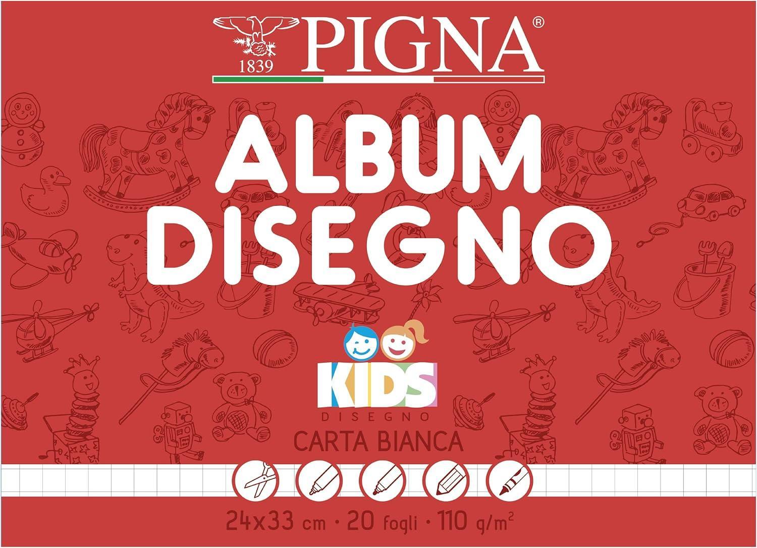 pigna pigna 10pz album da disegno kids quadretti 1cm 24x33cm 20fg 110gr - foto 1