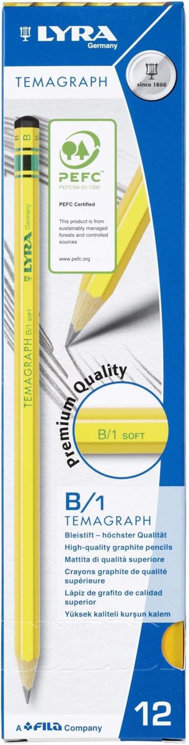 lyra lyra temagraph matita grafite b-1 confezione 12 pz - foto 1 lyra lyra temagraph matita grafite b-1 confezione 12 pz - foto 1