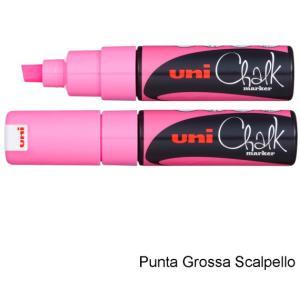 Uni chalk marker gessetto liquido punta scalpello rosa fluo 6 pz
