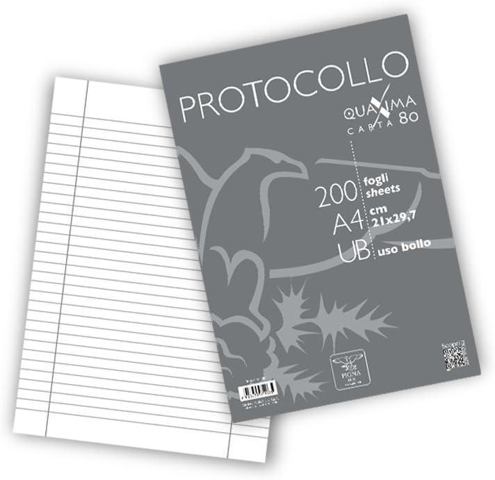 pigna pigna fogli protocollo da 80 gr./mq formato a4 dimesnione 21 x 29,7 cm rigatura uso bollo confezione da 20 pz. - foto 1 pigna pigna fogli protocollo da 80 gr./mq formato a4 dimesnione 21 x 29,7 cm rigatura uso bollo confezione da 20 pz. - foto 1