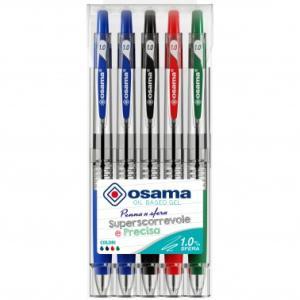 Penna sfera scatto obg gel base olio 1mm colori assortiti 5 pz
