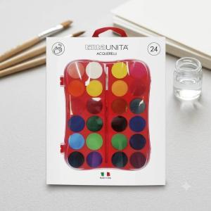 Acquerello 030+pennello 24 colori 4 pezzi