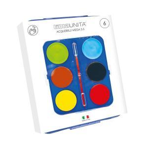 Acquerello mega 055+pennello 6 colori 6 pezzi