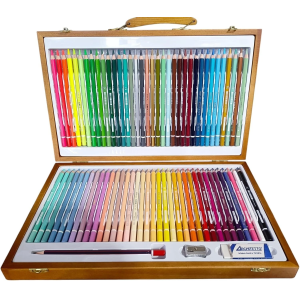 Valigetta legno 72 pastelli 36+36