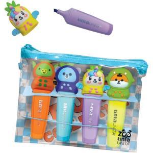 Zoo set evidenziatore con topper 4 colori